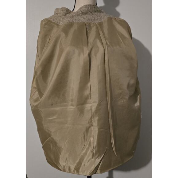 Orvis Lt Brown Tweed Wool Blazer Mandarin Collar Size L Women Button Up Made USA - Picture 6 of 8